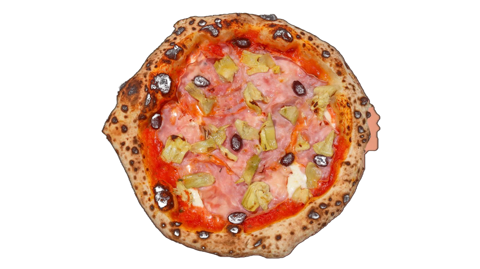 Neapolitanische Pizza mit Zucchini, Paprika und Mozzarella